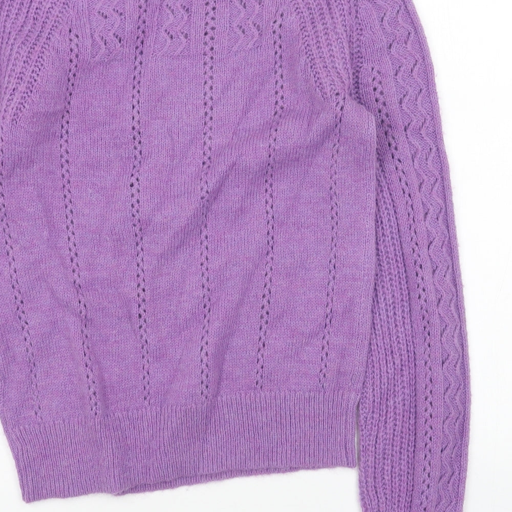 Per Una Womens Purple Boat Neck Acrylic Pullover Jumper Size 6