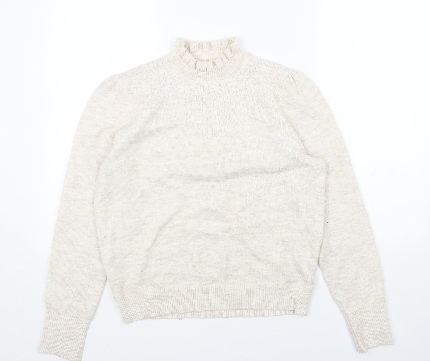 albray Womens Beige Mock Neck Acrylic Pullover Jumper Size 10