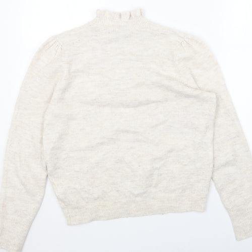 albray Womens Beige Mock Neck Acrylic Pullover Jumper Size 10