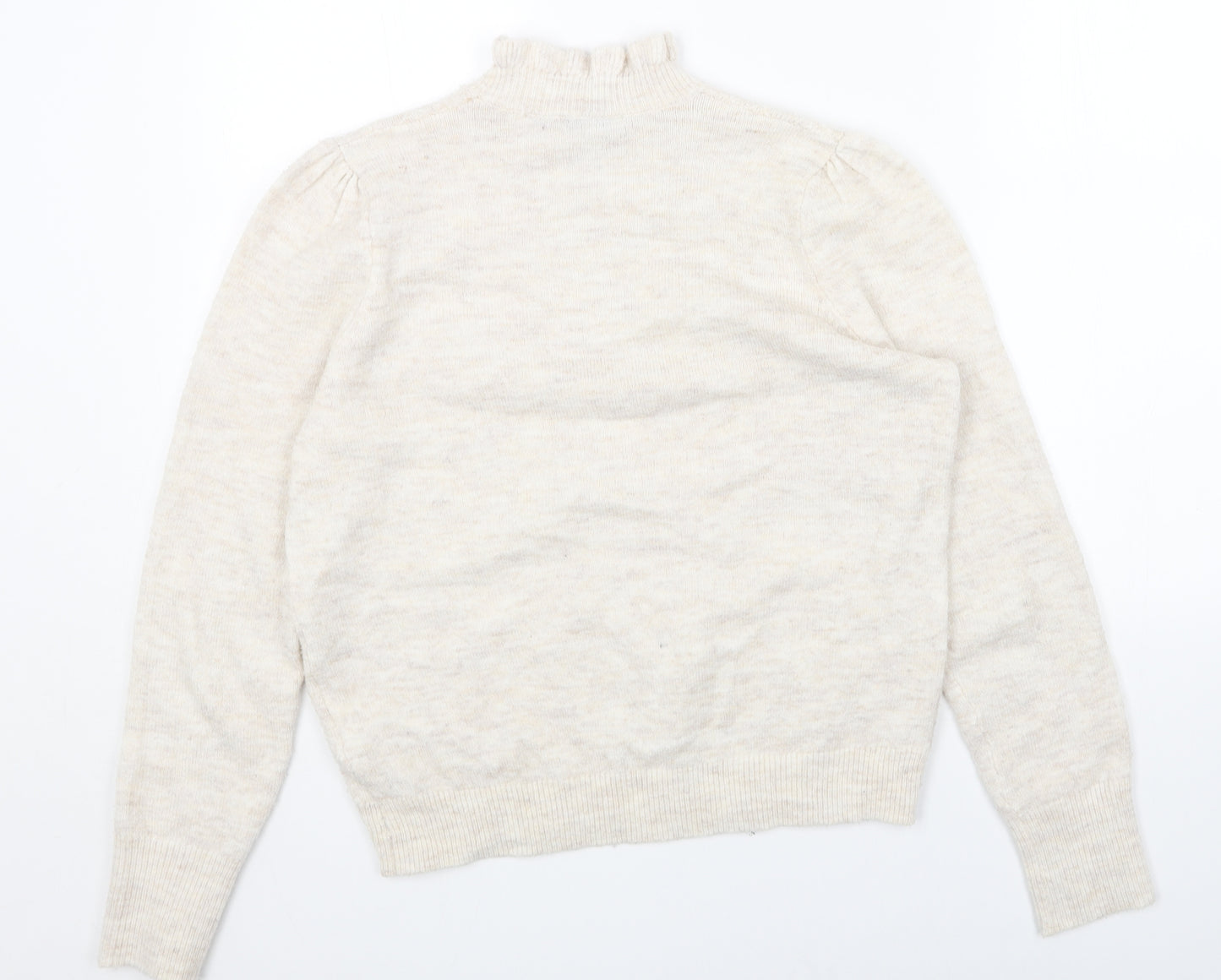 albray Womens Beige Mock Neck Acrylic Pullover Jumper Size 10