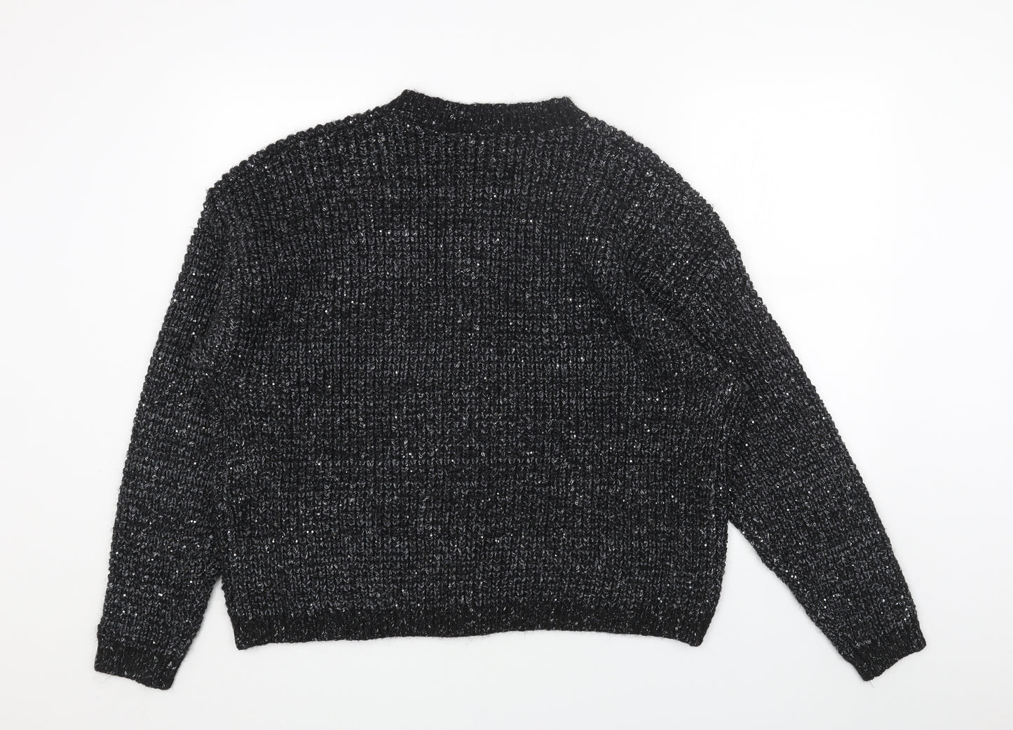 Marks and Spencer Womens Black Round Neck Acrylic Cardigan Jumper Size XL