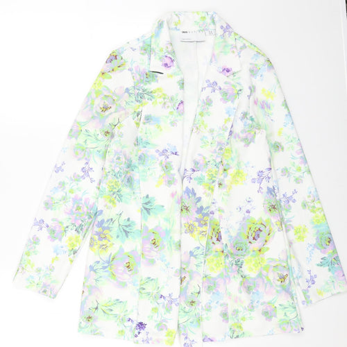 ASOS Womens White Floral Overcoat Coat Size 8