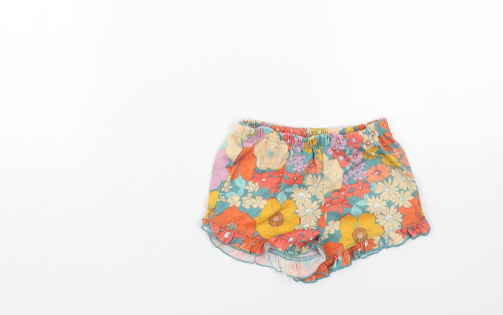 Preworn Girls Multicoloured Floral Cotton Hot Pants Shorts Size 2XS Regular