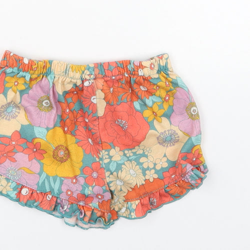Preworn Girls Multicoloured Floral Cotton Hot Pants Shorts Size 2XS Regular