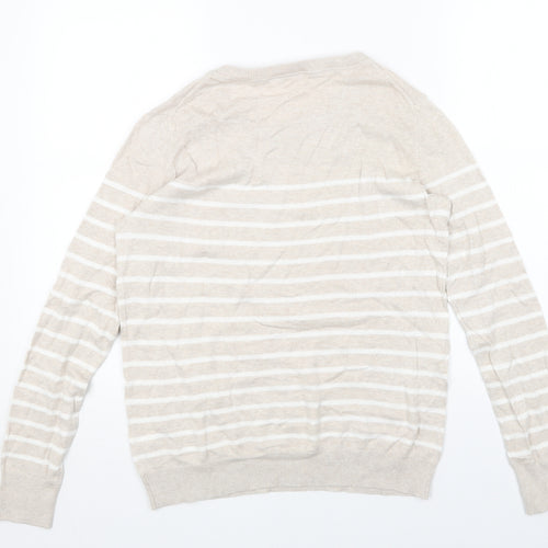 Gap Womens Beige Round Neck Striped Acrylic Pullover Jumper Size S