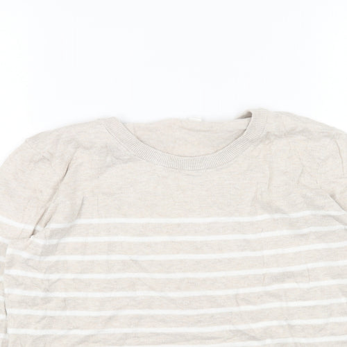Gap Womens Beige Round Neck Striped Acrylic Pullover Jumper Size S