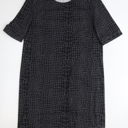 George Womens Black Animal Print Polyester A-Line Size 8 Round Neck Pullover - Crocodile Print