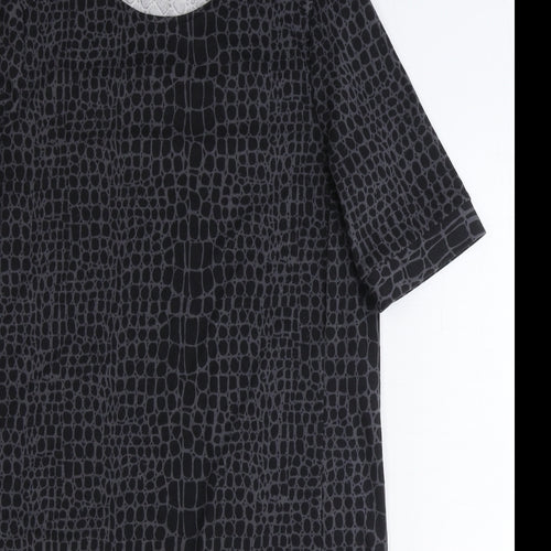 George Womens Black Animal Print Polyester A-Line Size 8 Round Neck Pullover - Crocodile Print