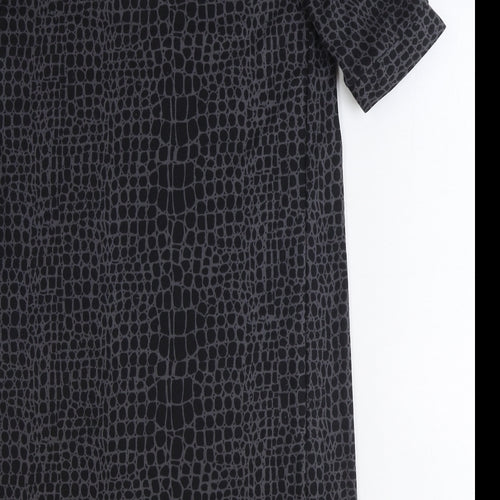 George Womens Black Animal Print Polyester A-Line Size 8 Round Neck Pullover - Crocodile Print