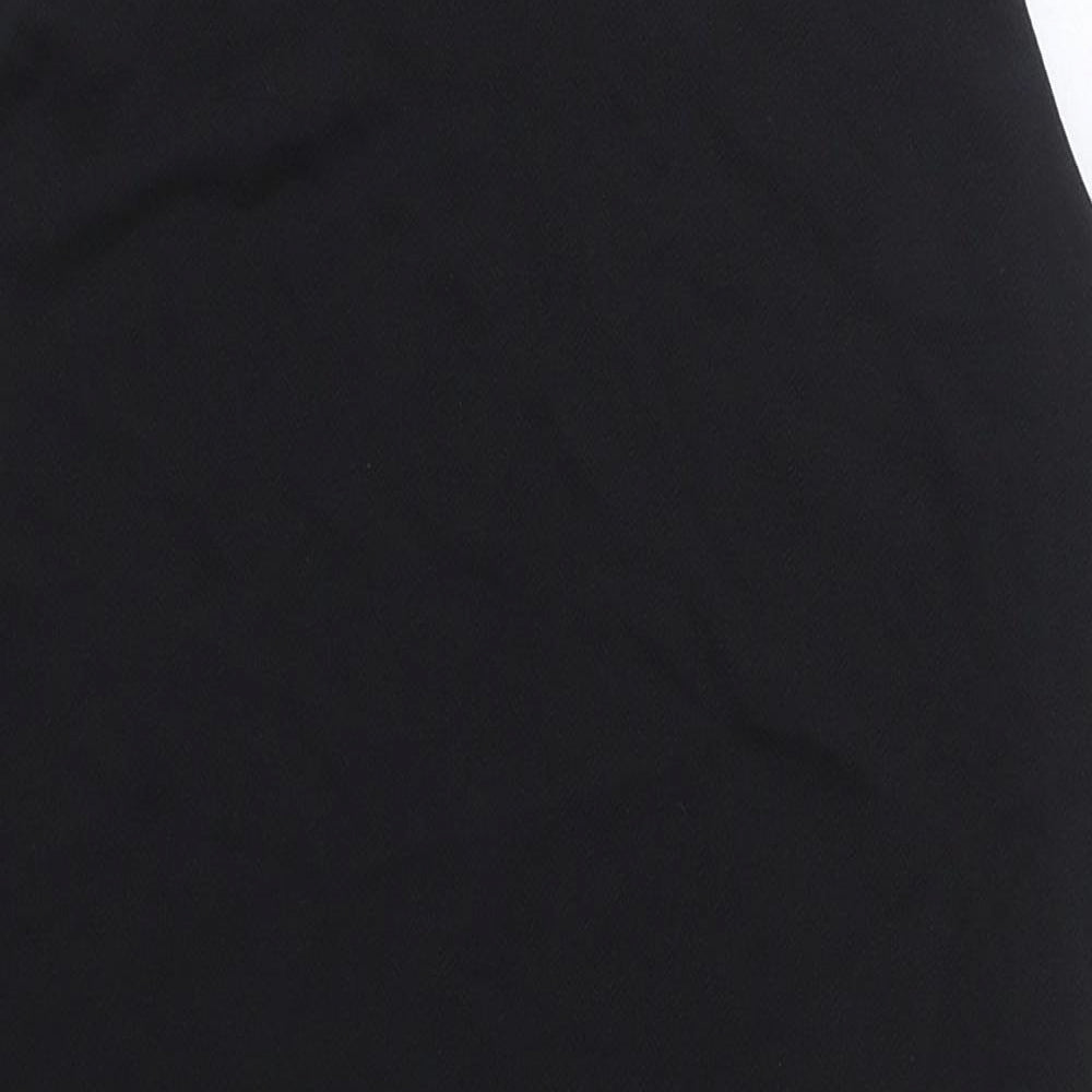 Boohoo Womens Black Polyester Mini Size 10 Boat Neck Pullover - Scallop Hem