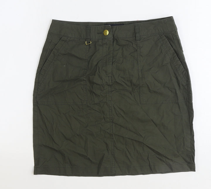 Dorothy Perkins Womens Green Cotton Straight & Pencil Skirt Size 8 Zip