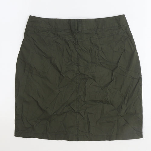 Dorothy Perkins Womens Green Cotton Straight & Pencil Skirt Size 8 Zip