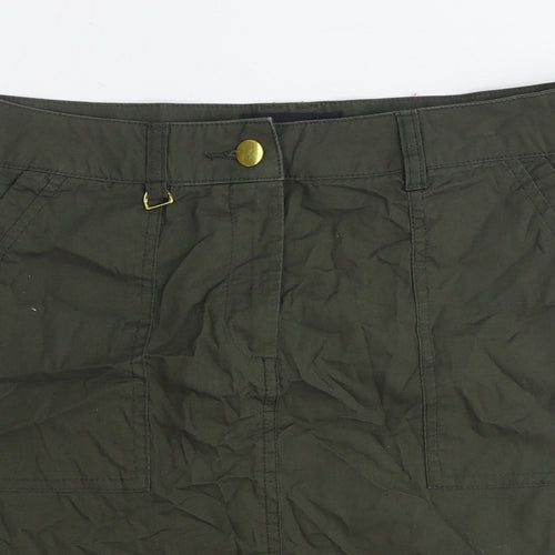 Dorothy Perkins Womens Green Cotton Straight & Pencil Skirt Size 8 Zip