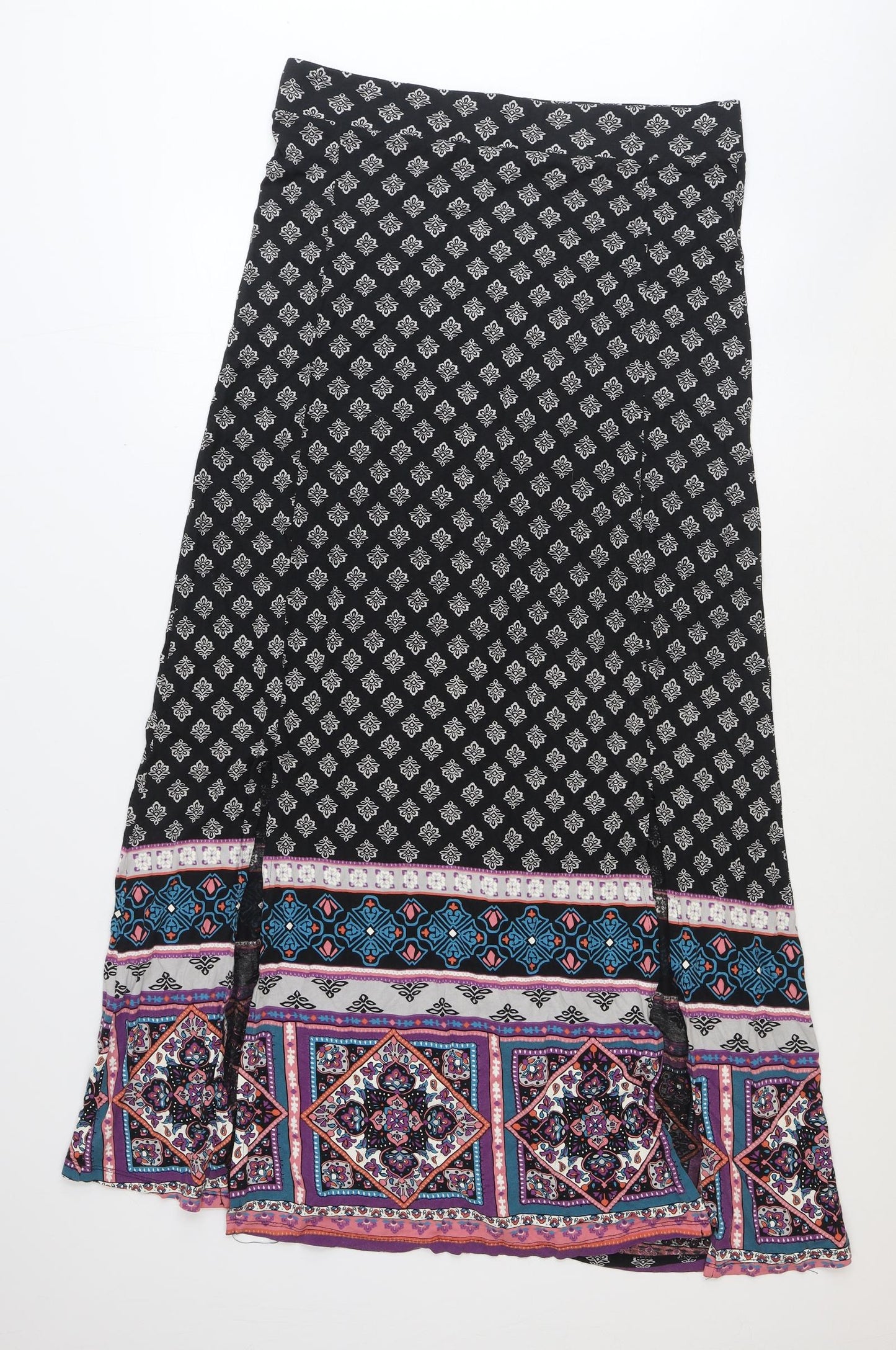 TU Womens Black Geometric Cotton Maxi Skirt Size 16