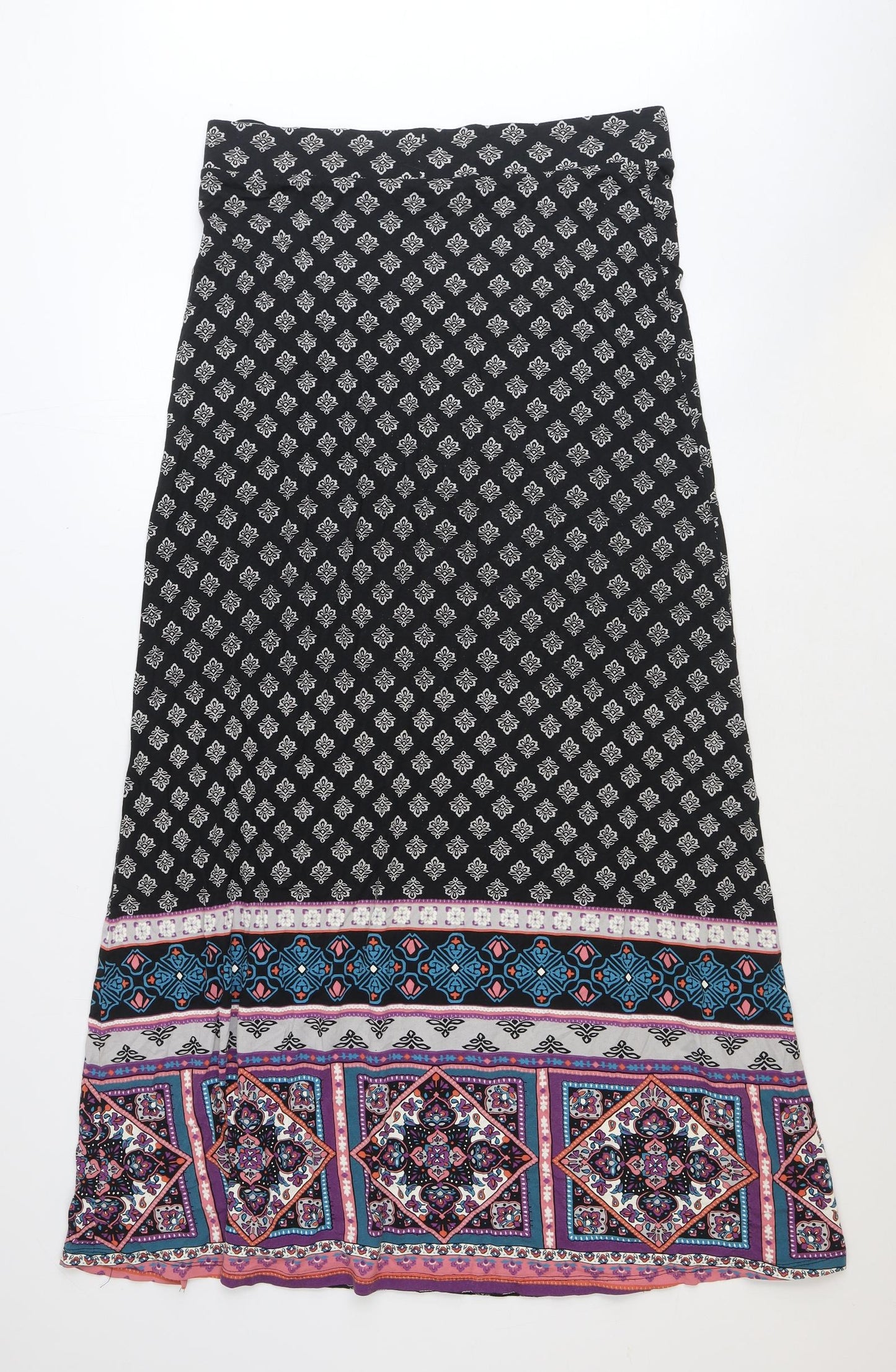 TU Womens Black Geometric Cotton Maxi Skirt Size 16