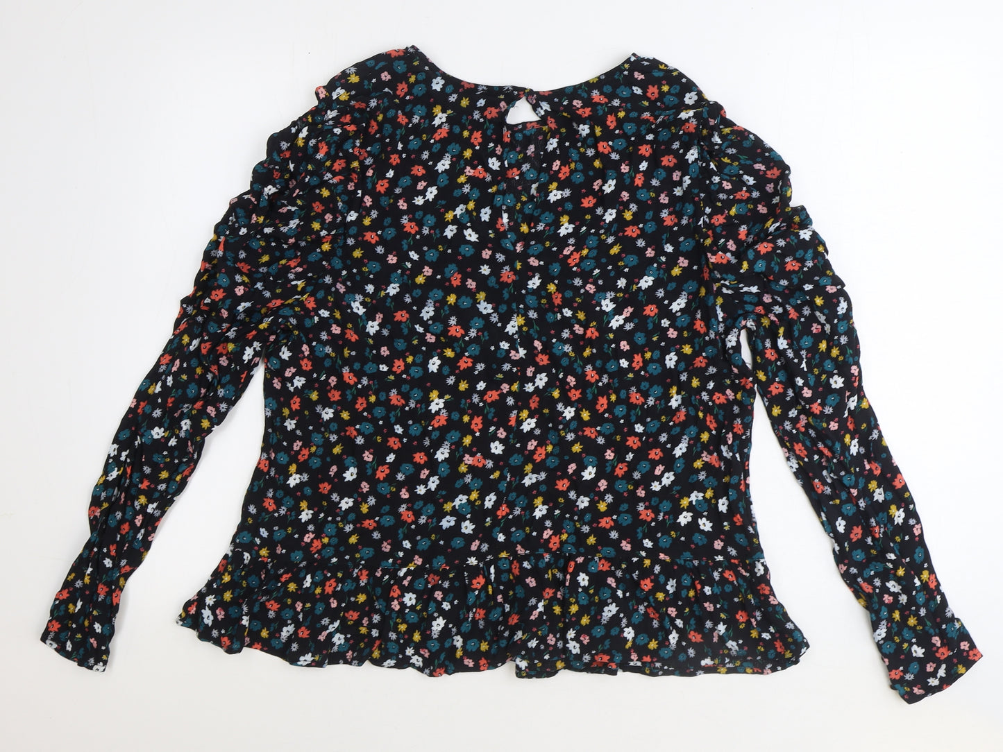 River Island Womens Black Geometric Polyester Basic Blouse Size 18 Round Neck
