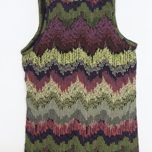 New Look Womens Multicoloured Geometric Polyester Basic Tank Size 8 Round Neck