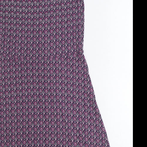 NEXT Womens Purple Geometric Viscose Fit & Flare Size 10 Round Neck Pullover