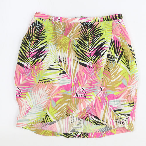 H&M Womens Multicoloured Floral Viscose Tulip Skirt Size 8 Zip