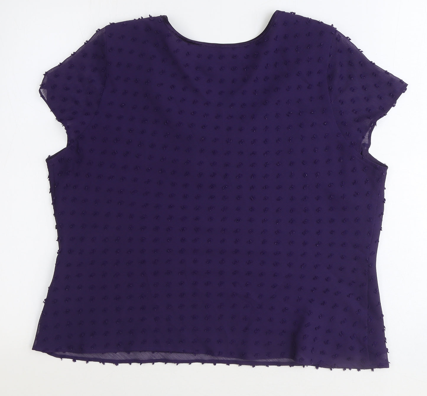Jacques Vert Womens Purple Geometric Polyester Basic T-Shirt Size 14 V-Neck