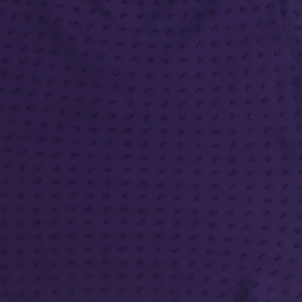 Jacques Vert Womens Purple Geometric Polyester Basic T-Shirt Size 14 V-Neck
