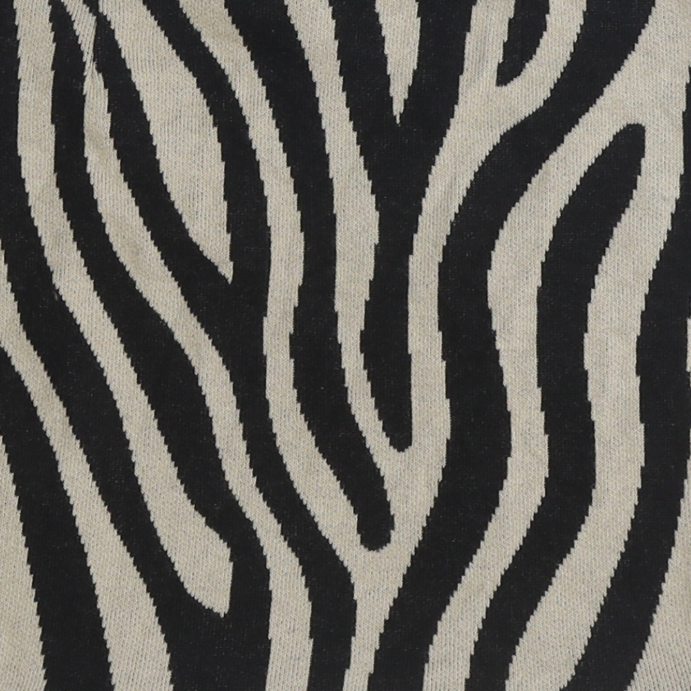 Zara Womens Black Animal Print Viscose Bandage Skirt Size M - Zebra Pattern