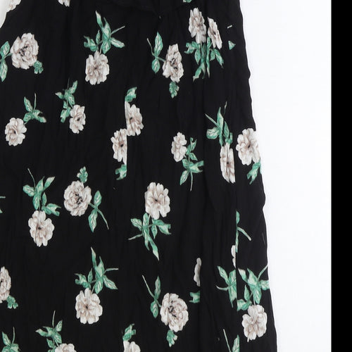 Dorothy Perkins Womens Black Floral Polyester Trapeze & Swing Size 10 Off the Shoulder Pullover