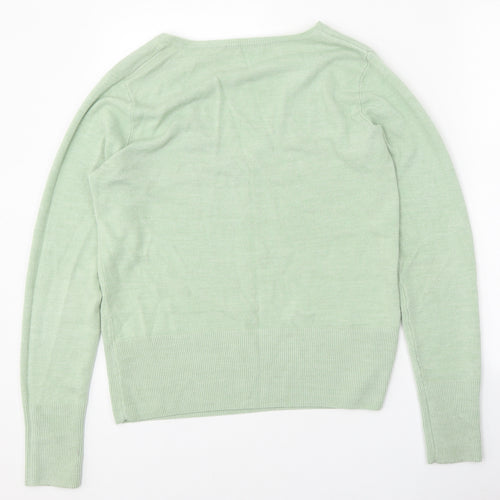 George Womens Green V-Neck Acrylic Pullover Jumper Size 16