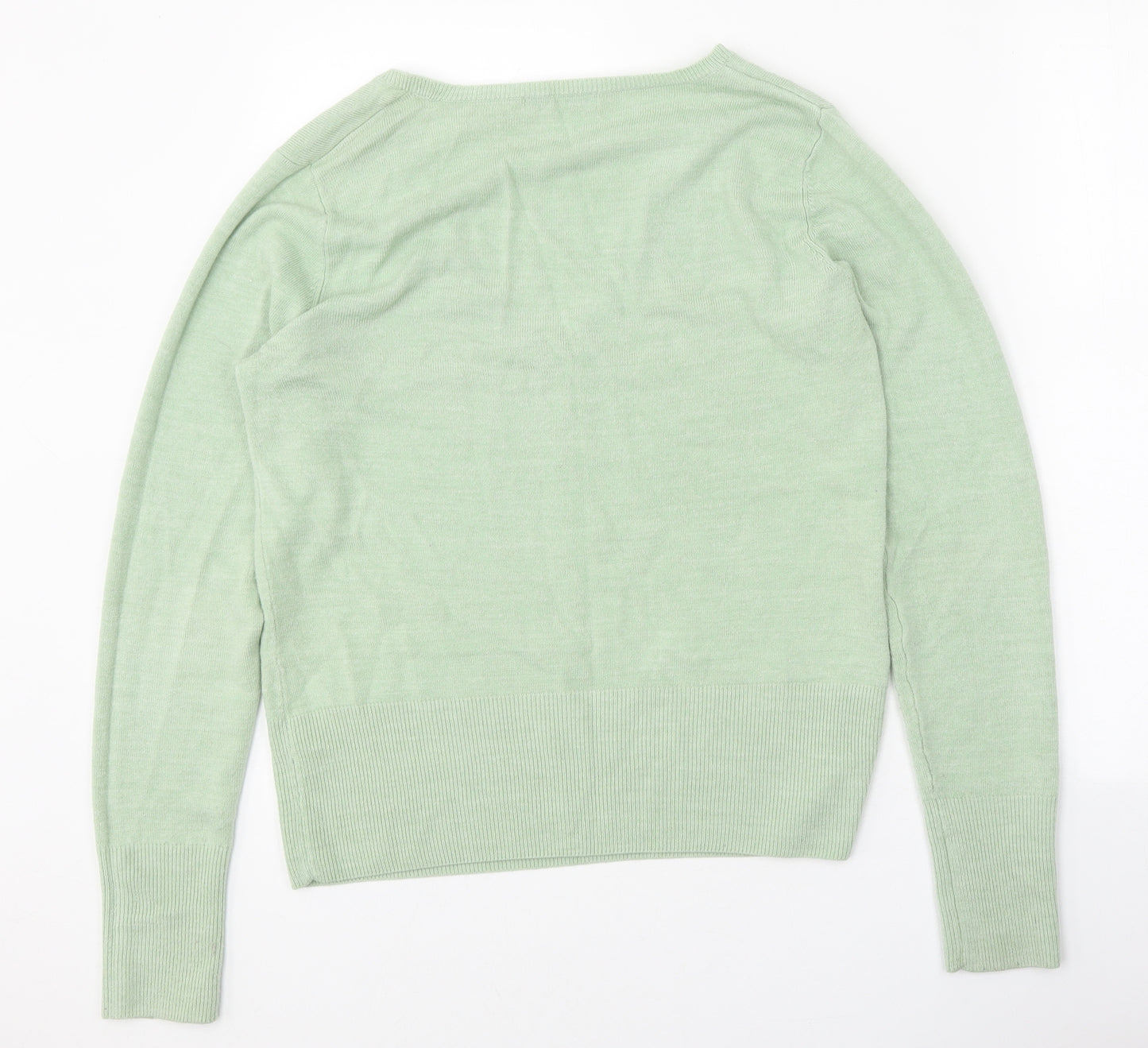 George Womens Green V-Neck Acrylic Pullover Jumper Size 16
