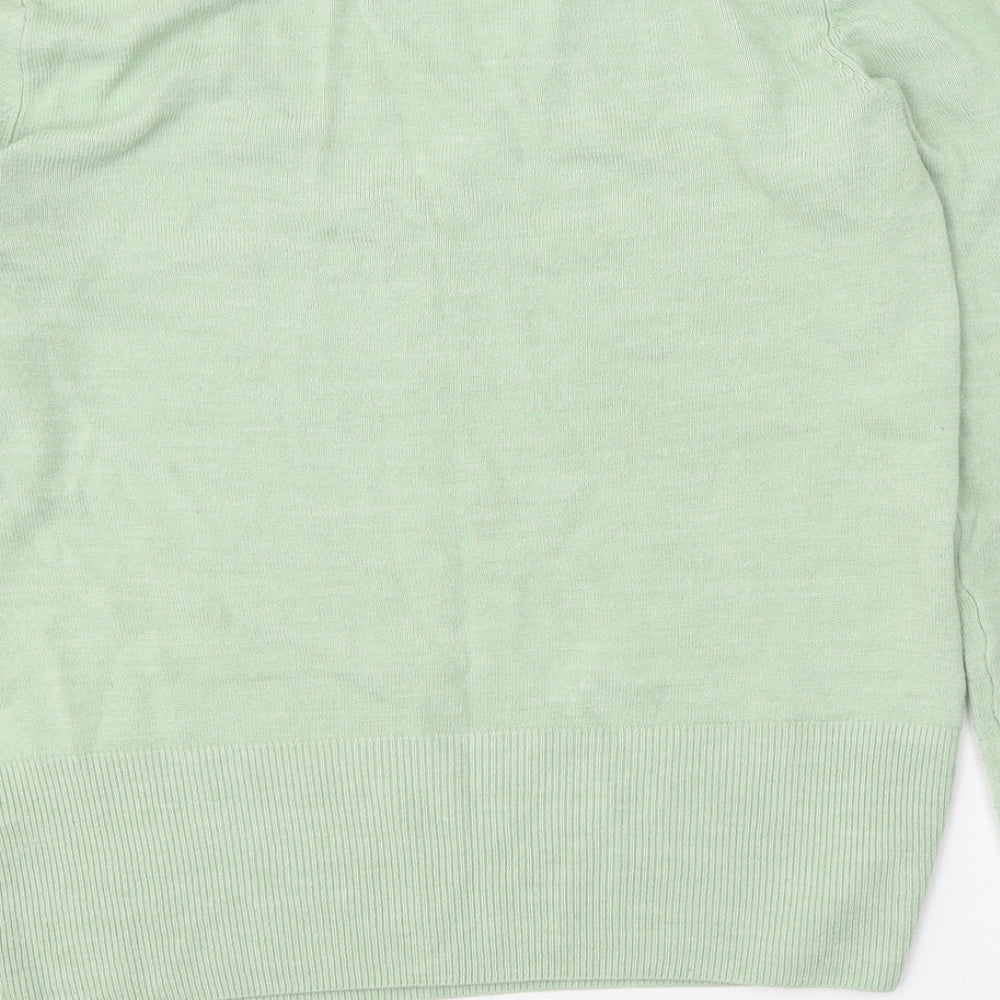 George Womens Green V-Neck Acrylic Pullover Jumper Size 16