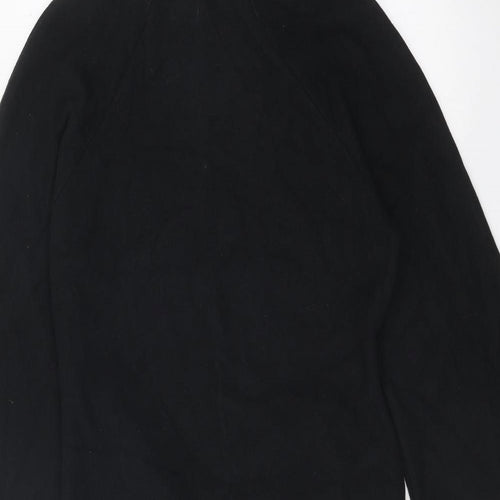 Marks and Spencer Womens Black Cotton Pencil Dress Size 12 Mock Neck Zip