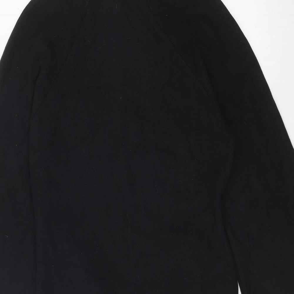 Marks and Spencer Womens Black Cotton Pencil Dress Size 12 Mock Neck Zip