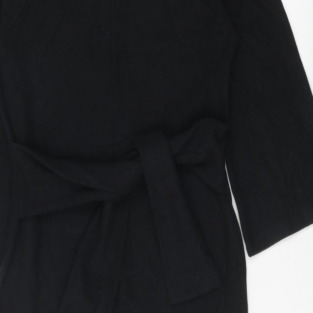 Marks and Spencer Womens Black Cotton Pencil Dress Size 12 Mock Neck Zip