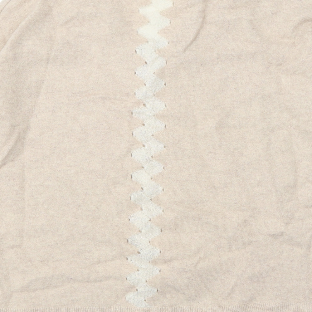 Jigsaw Womens Beige V-Neck Wool Pullover Jumper Size M