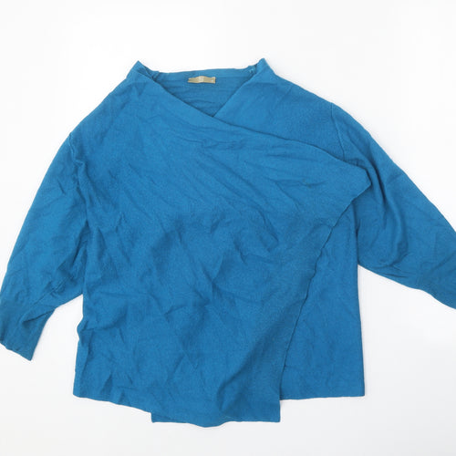 TU Womens Blue V-Neck Acrylic Cardigan Jumper Size 12