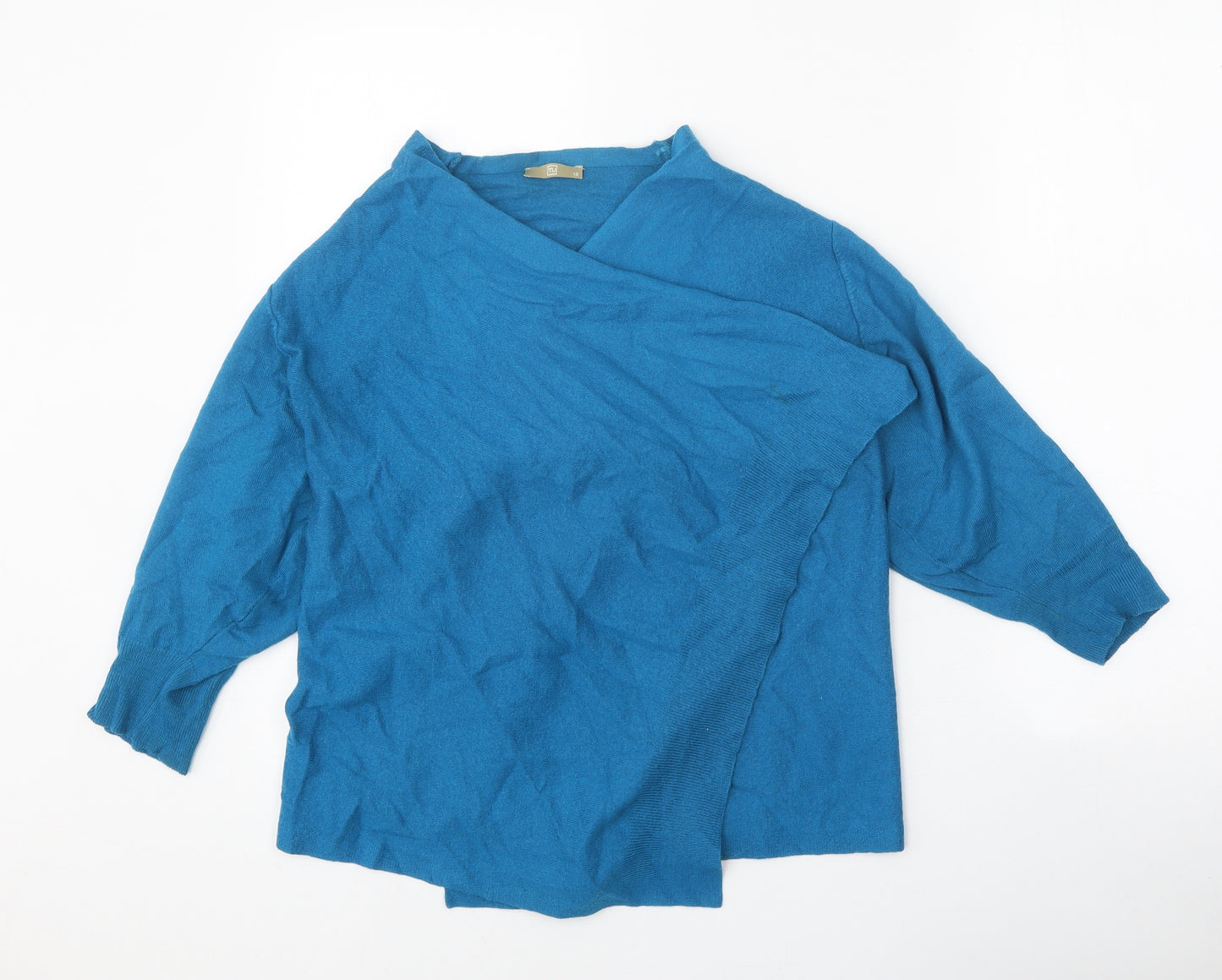 TU Womens Blue V-Neck Acrylic Cardigan Jumper Size 12