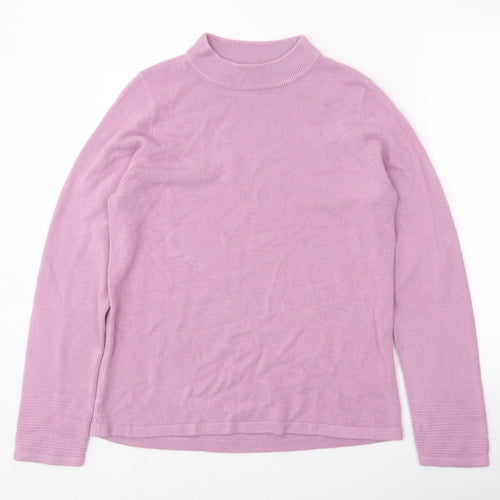 Classic Womens Pink Mock Neck Acrylic Pullover Jumper Size 12