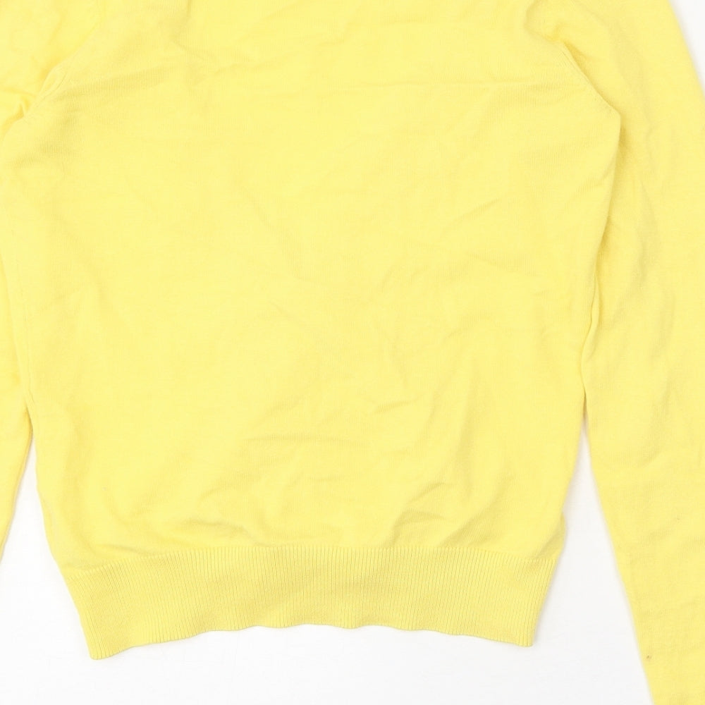 New Look Womens Yellow V-Neck Nylon Cardigan Jumper Size 8
