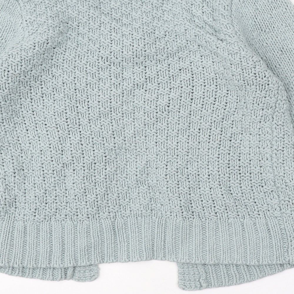 Marks and Spencer Womens Green Round Neck Cotton Cardigan Jumper Size 12