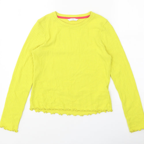 Marks and Spencer Girls Yellow Round Neck Polyester Pullover Jumper Size 11-12 Years Pullover
