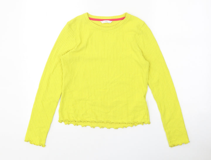 Marks and Spencer Girls Yellow Round Neck Polyester Pullover Jumper Size 11-12 Years Pullover