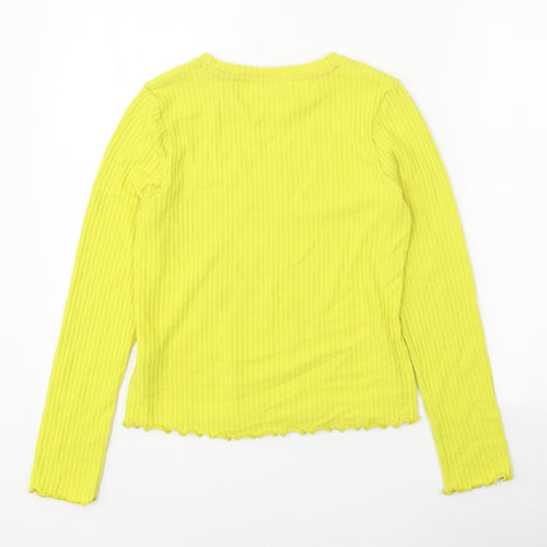 Marks and Spencer Girls Yellow Round Neck Polyester Pullover Jumper Size 11-12 Years Pullover