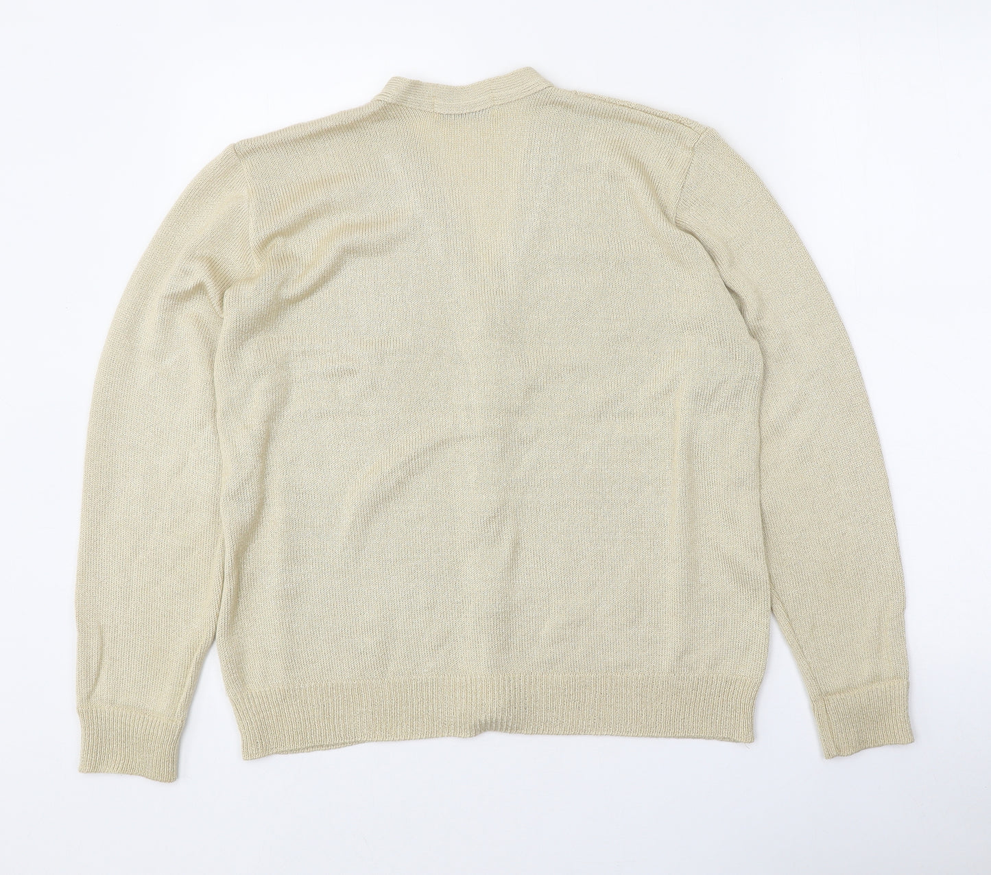 Future Lady Womens Beige V-Neck Acrylic Cardigan Jumper Size 10