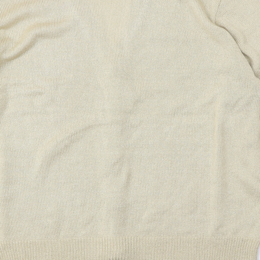 Future Lady Womens Beige V-Neck Acrylic Cardigan Jumper Size 10