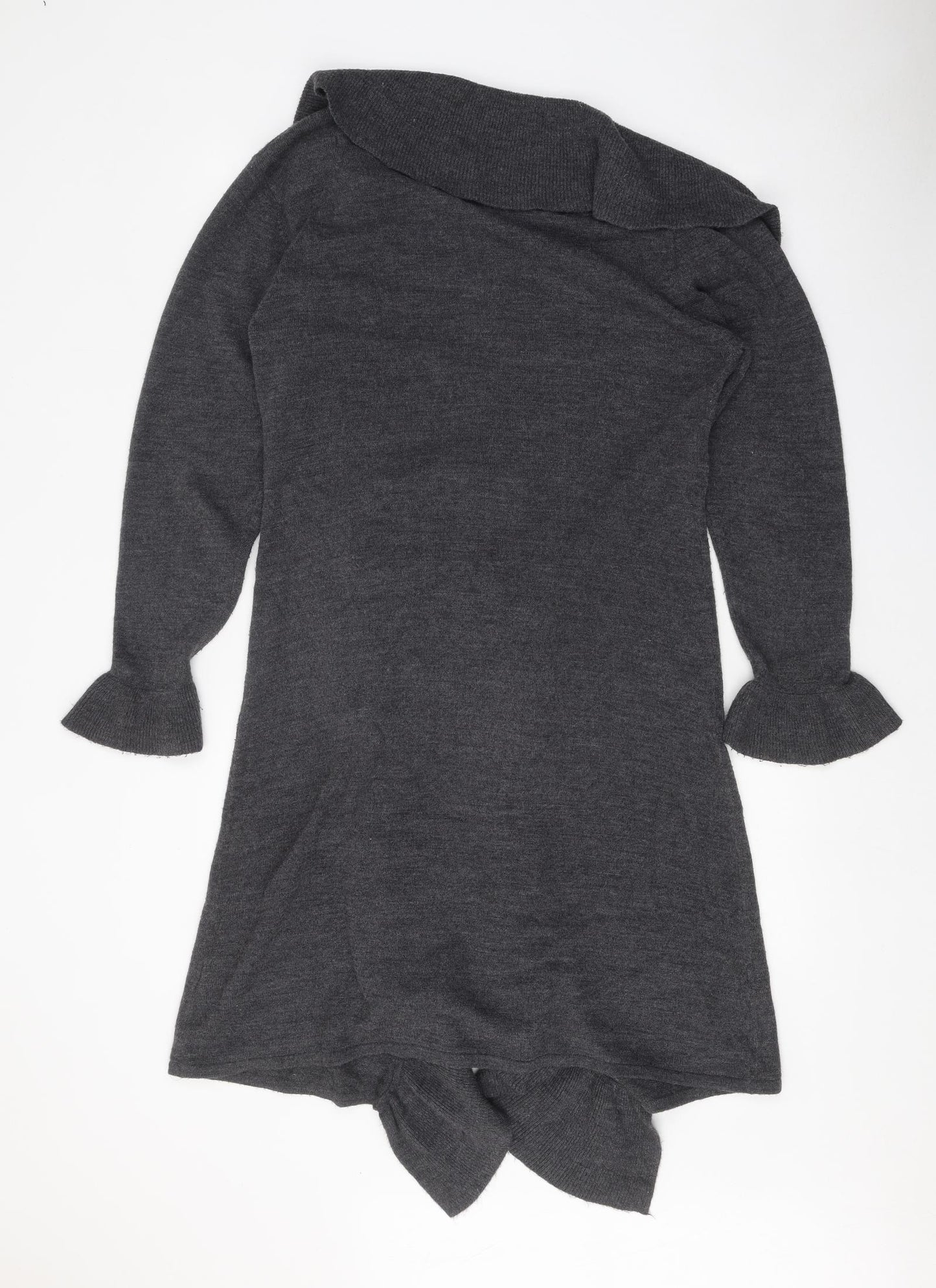 Elizabeth Scott Womens Grey V-Neck Acrylic Cardigan Jumper Size L