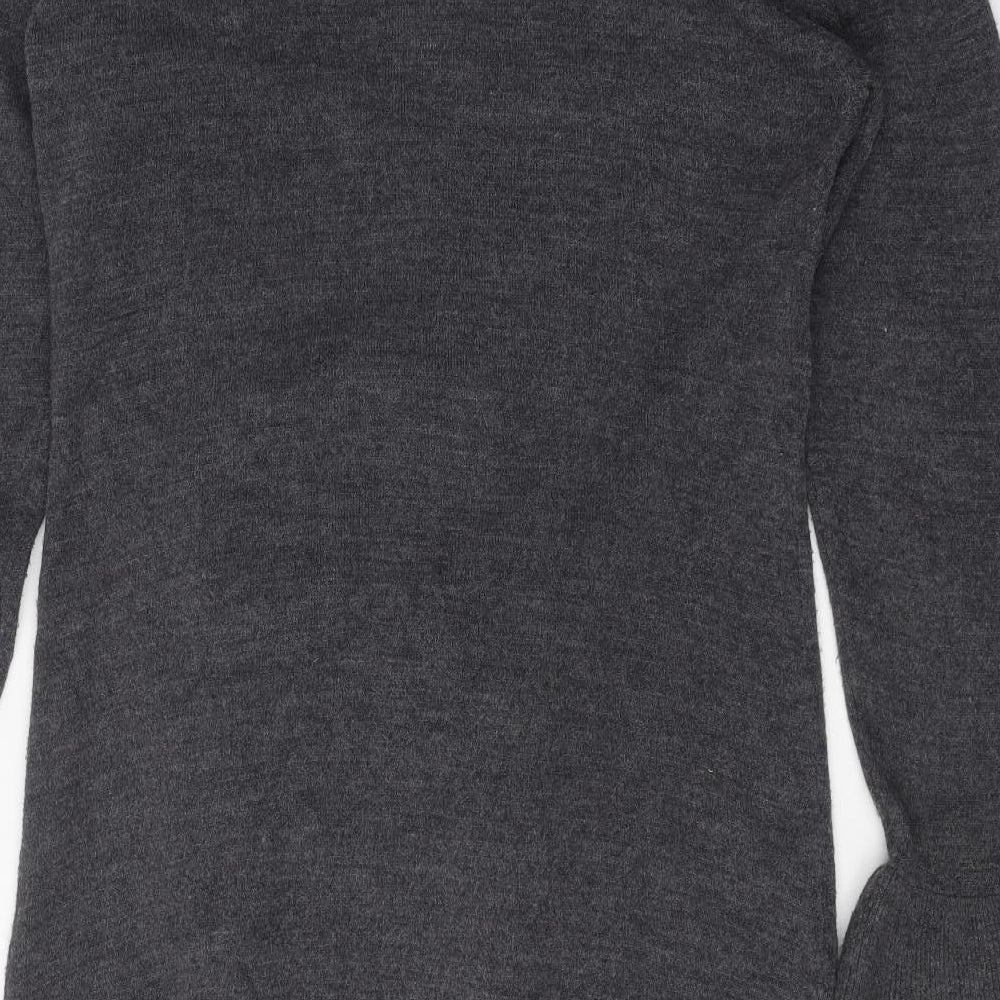 Elizabeth Scott Womens Grey V-Neck Acrylic Cardigan Jumper Size L