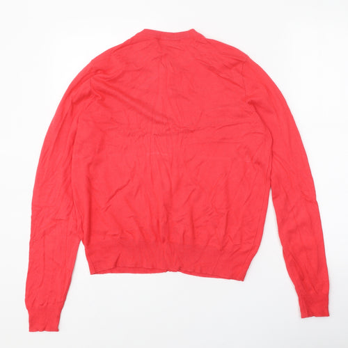 Marks and Spencer Womens Pink Roll Neck Viscose Cardigan Jumper Size 14