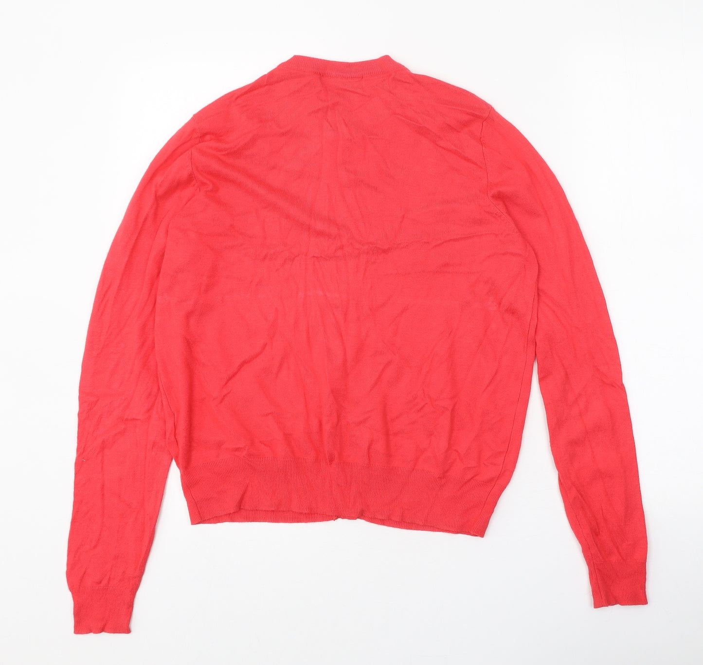 Marks and Spencer Womens Pink Roll Neck Viscose Cardigan Jumper Size 14