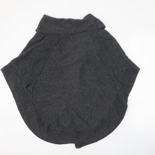 Crafted Womens Grey Roll Neck Acrylic Cape Jumper Size 10