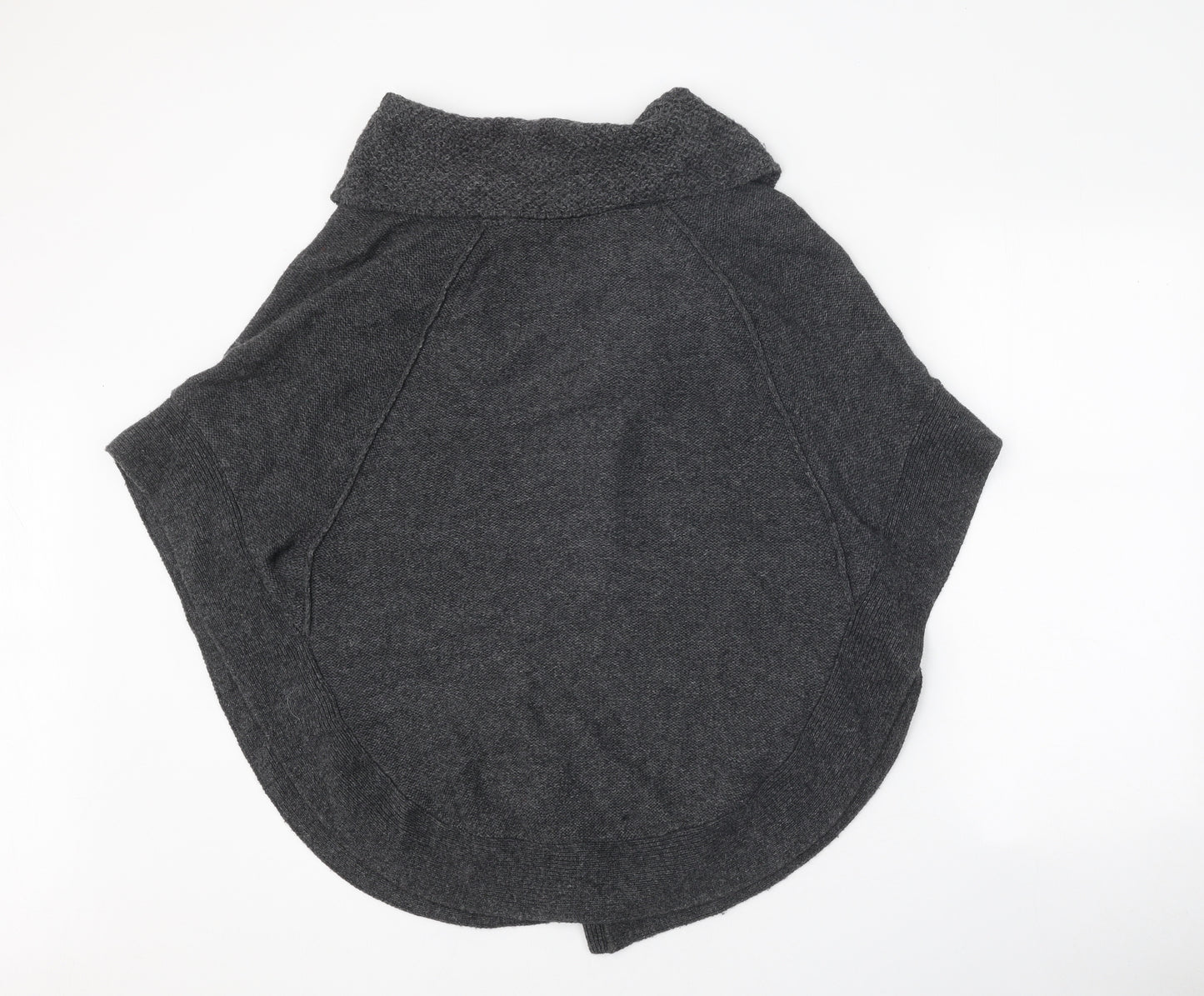 Crafted Womens Grey Roll Neck Acrylic Cape Jumper Size 10